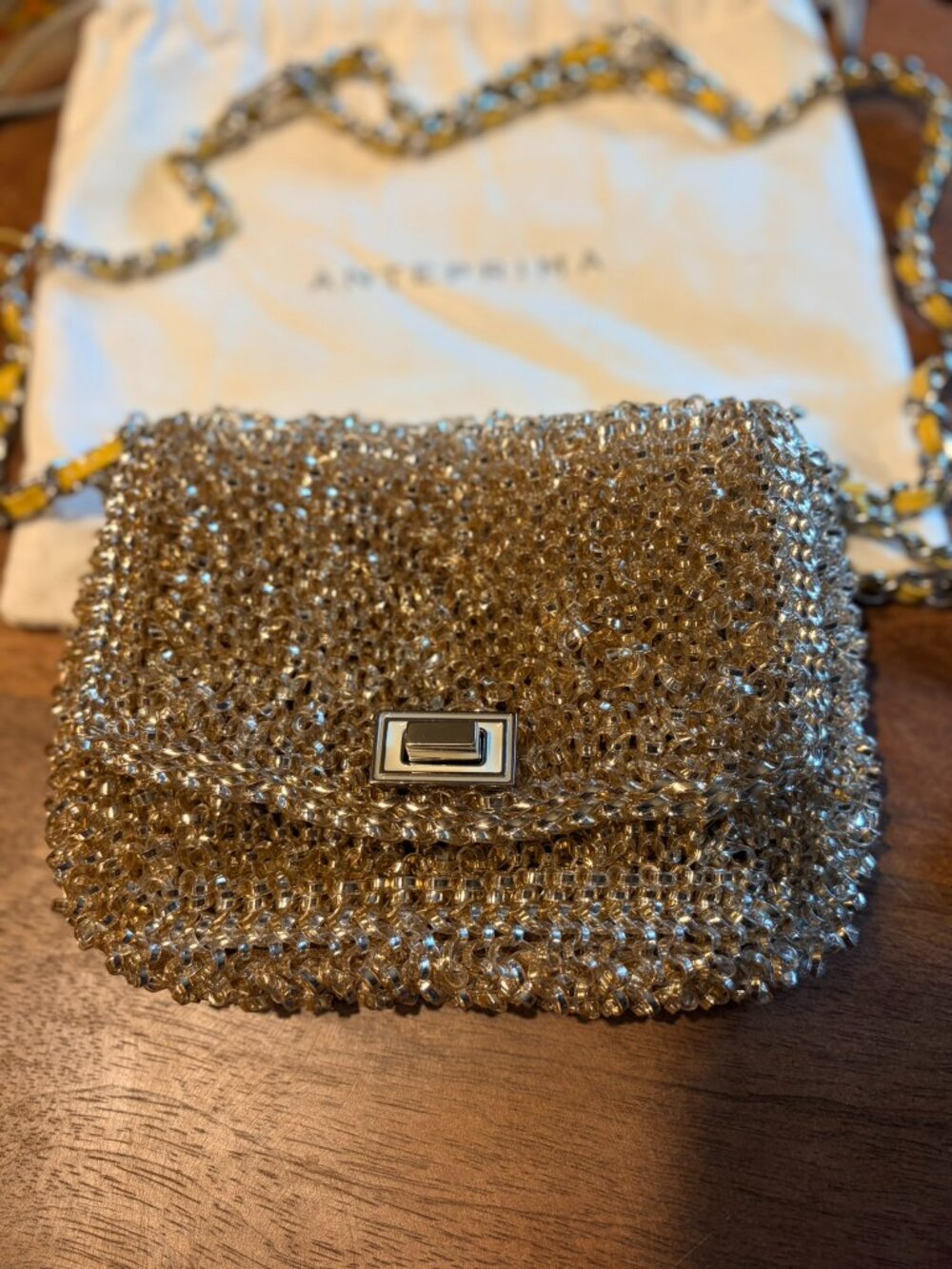 ANTEPRIMA Lucchetto 2-Way Wire Bag Champagne Gold Silver
